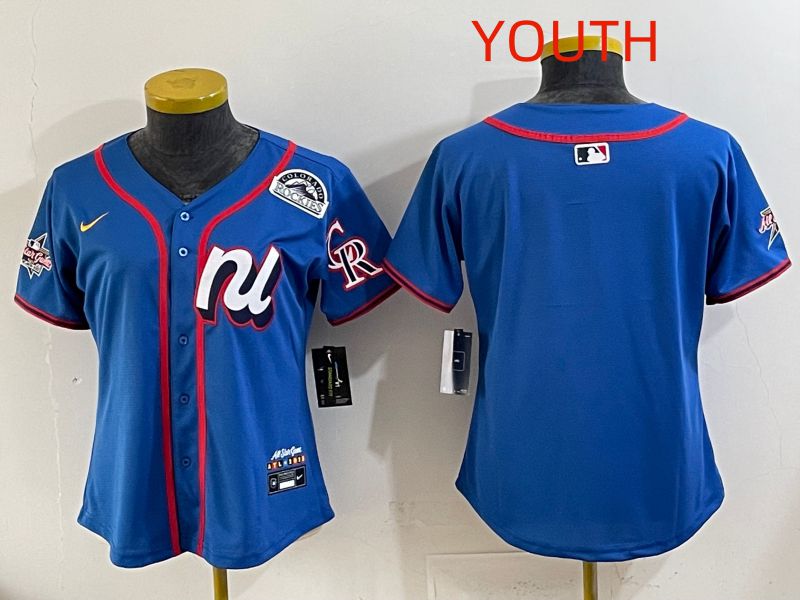 Youth 2025 Colorado Rockies Blank Blue All star Nike MLB Jersey style 02->youth mlb jersey->Youth Jersey